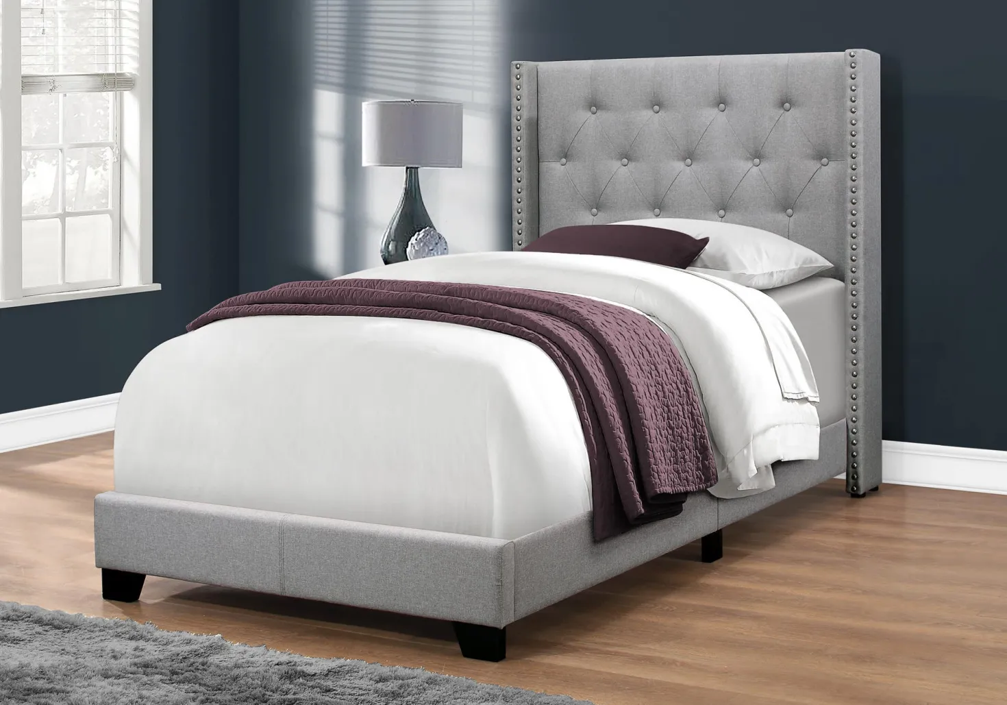 Lit simple en tissu avec tête de lit (39")