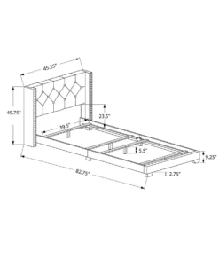 Lit simple en tissu avec tête de lit (39
