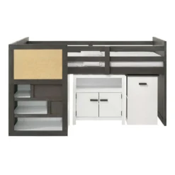 Lit simple mezzanine avec rangement et bureau (39