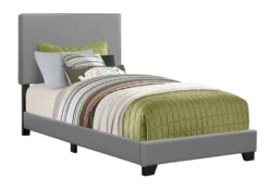 Lit - simple / simili-cuir gris - Monarch