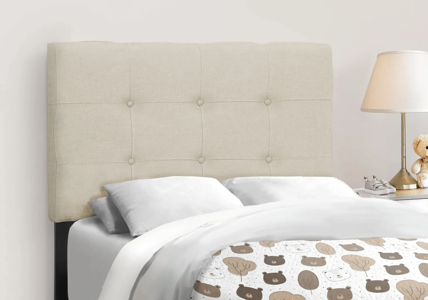 Lit - simple / tissu beige - Monarch