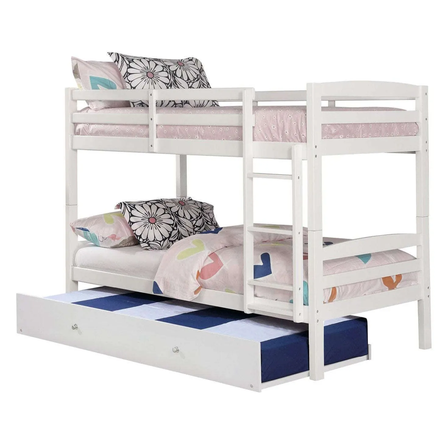 Lit superposé blanc avec lit gigogne - 39"/39"