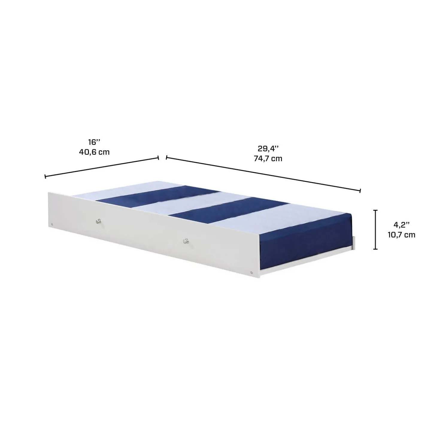 Lit superposé blanc avec lit gigogne - 39"/39"