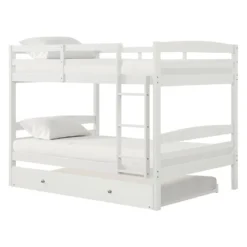 Lit superposé blanc avec lit gigogne - 54"/54"