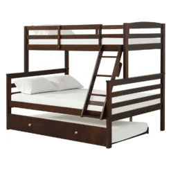 Lit superposé brun avec lit gigogne - 39"/54"