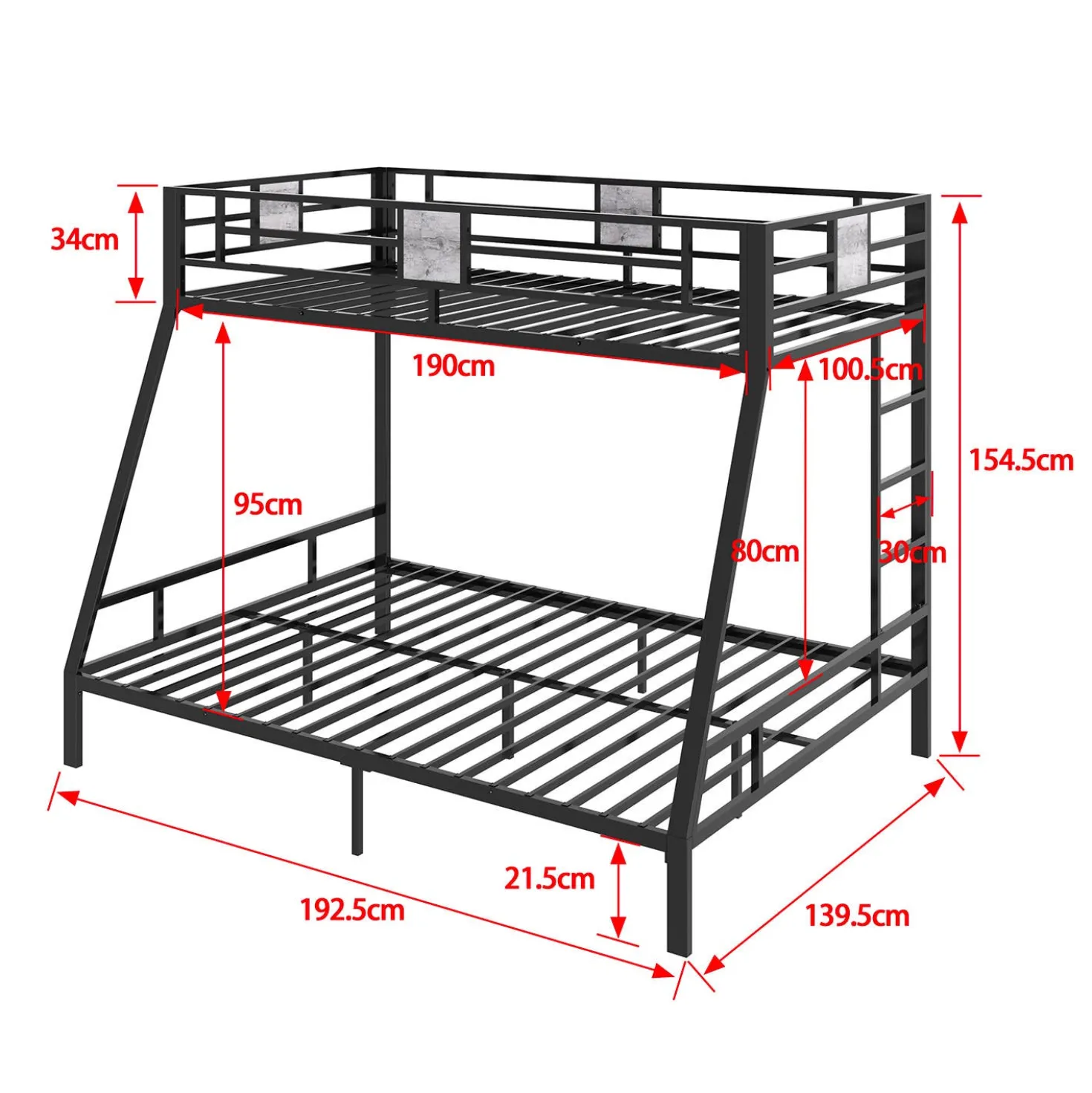 Lit superposé en métal 39"/54"