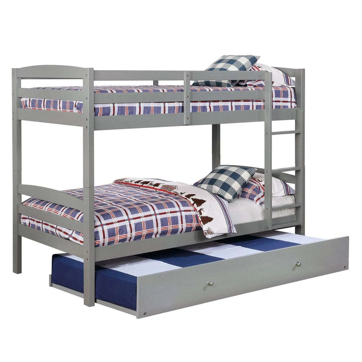 Lit superposé gris avec lit gigogne - 39"/39"
