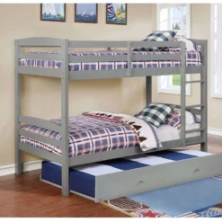 Lit superposé gris avec lit gigogne - 39"/39"