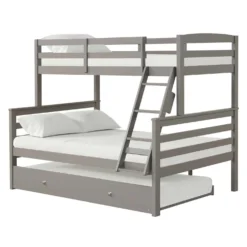 Lit superposé gris avec lit gigogne - 39"/54"