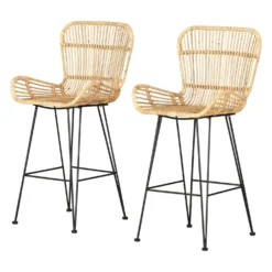 Lot de 2 tabourets en rotin avec accoudoirs - South Shore