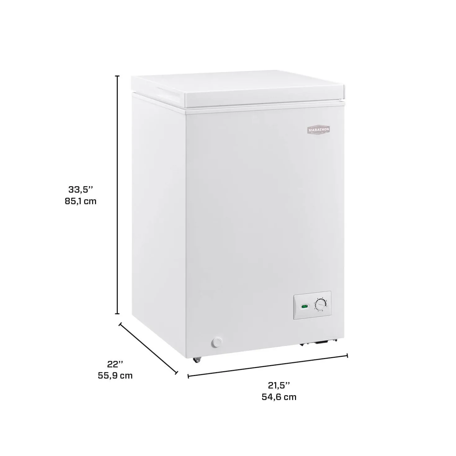 MARATHON Congélateur coffre 3,5 pi3, Blanc, Horizontal, 21.5" - MCF35W