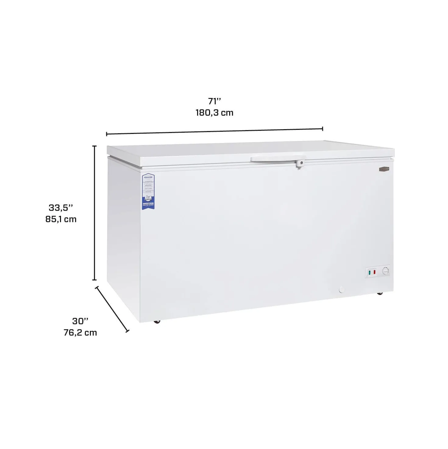 MARATHON Congélateur de luxe 20 pi3, Blanc, Horizontal, 71" - MCF200W