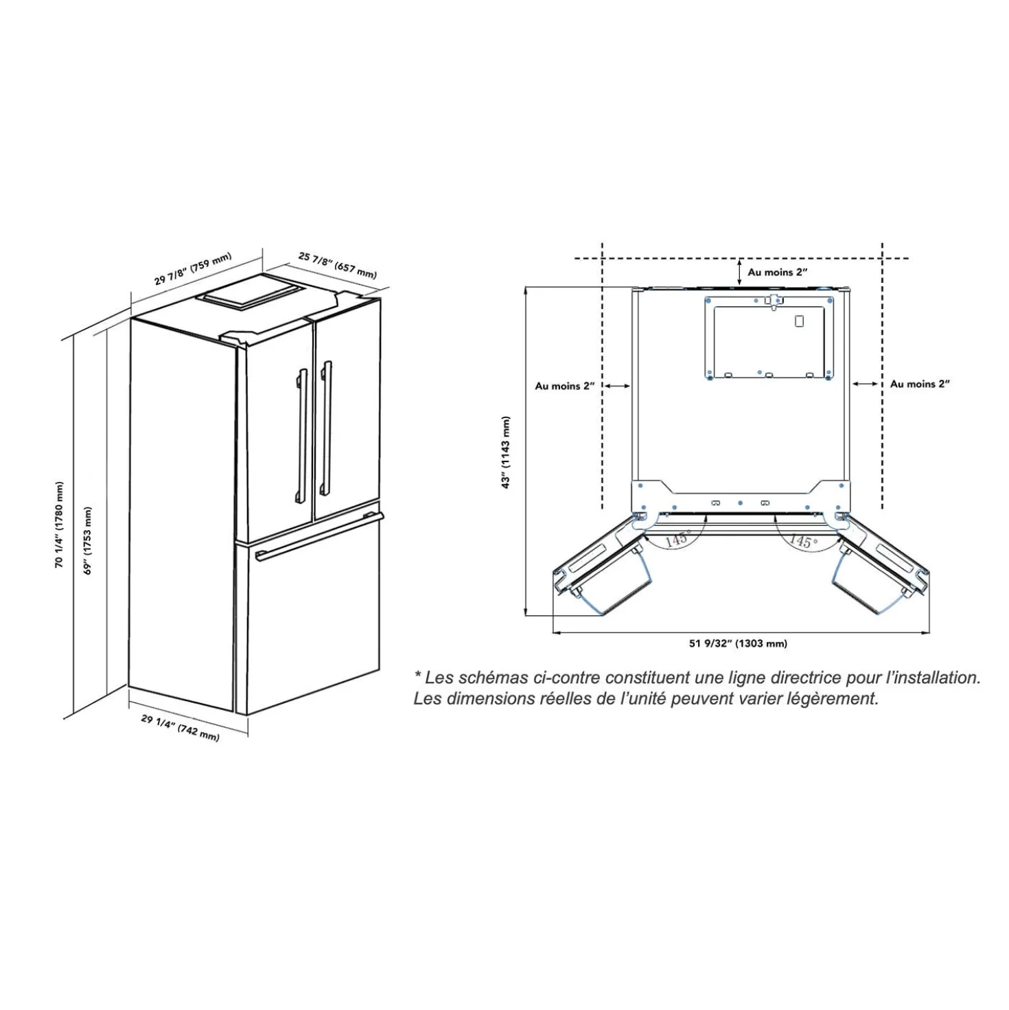 MARATHON Réfrigerateur 18 pi3 30 po Inox Portes françaises - MFF180SSFD-1