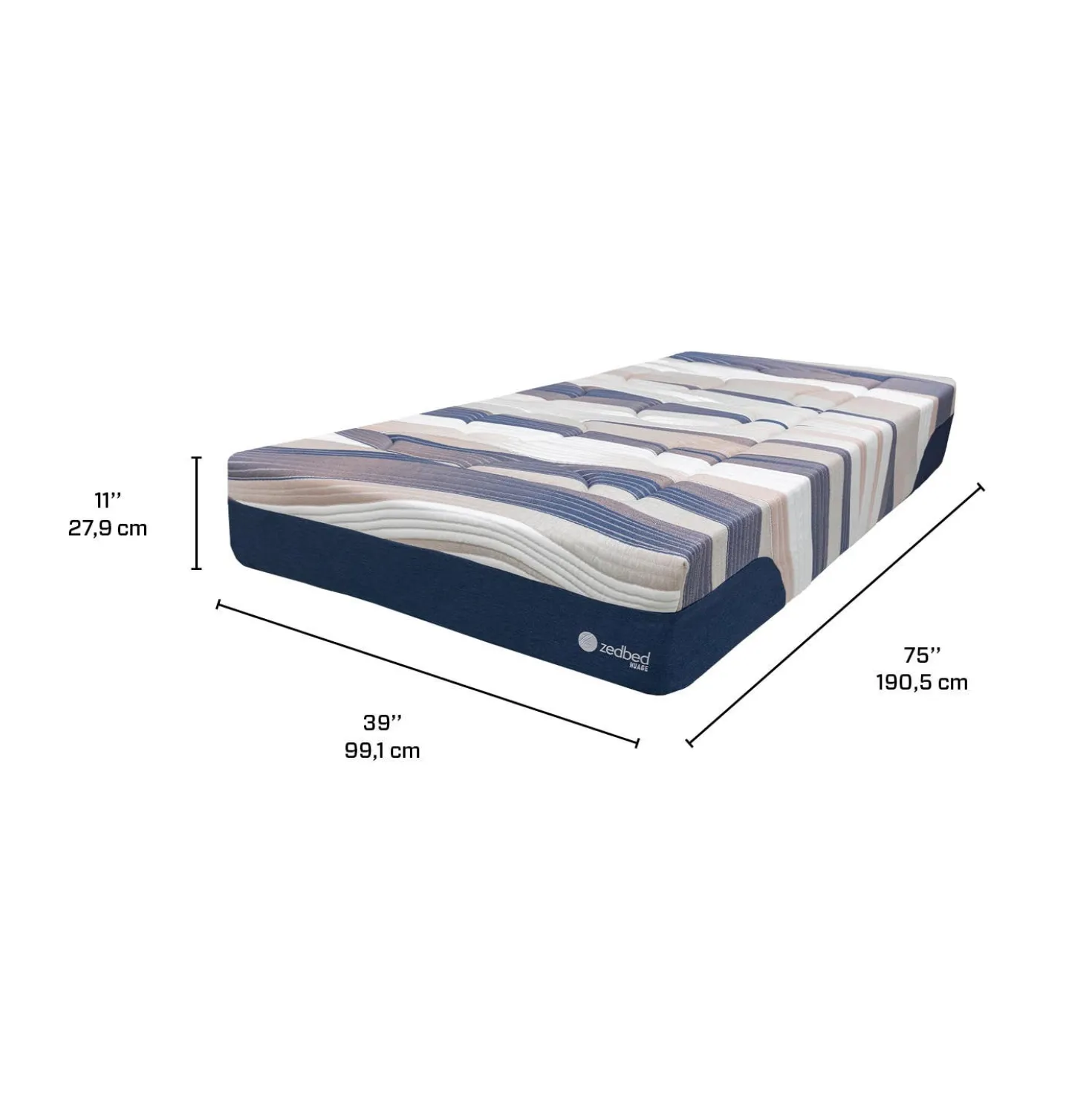 Matelas simple moelleux à ressorts ensachés - 39"