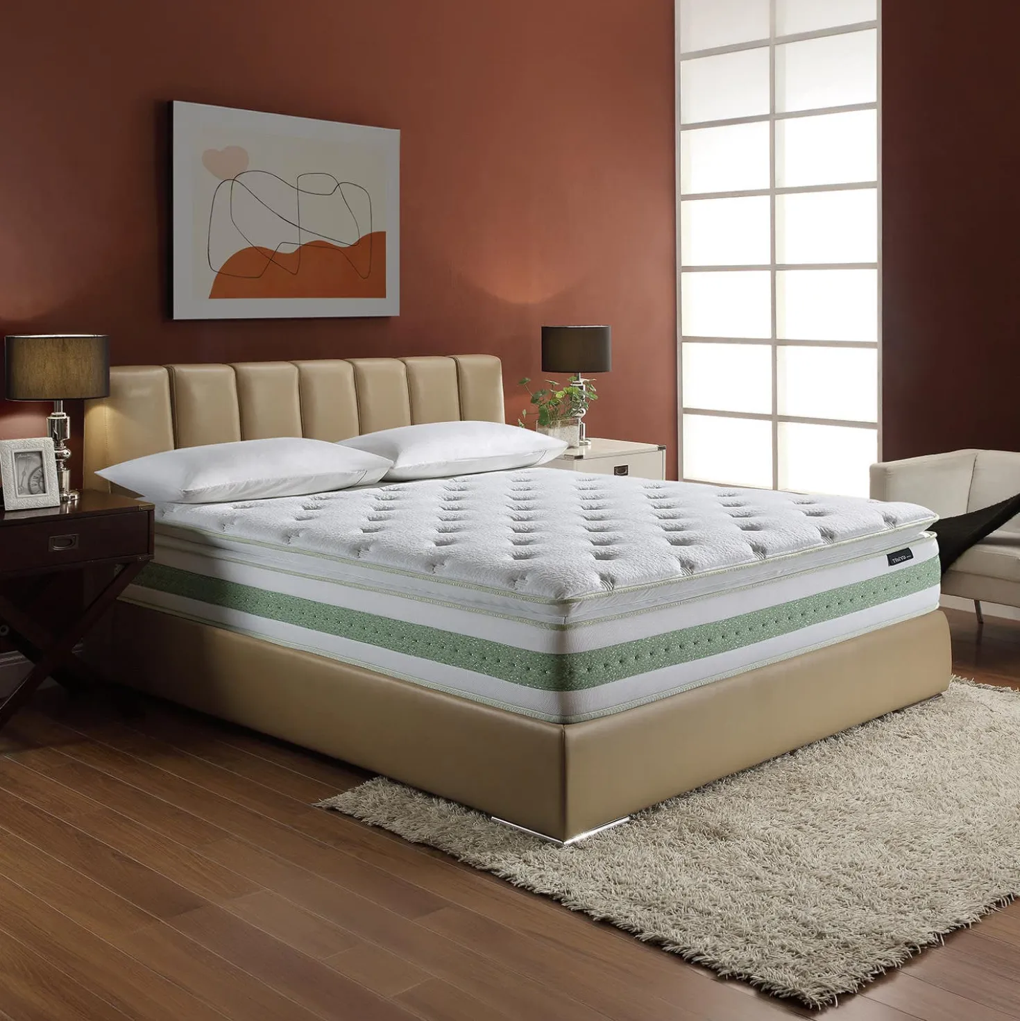 Matelas simple roulé hybride semi-ferme - 39"