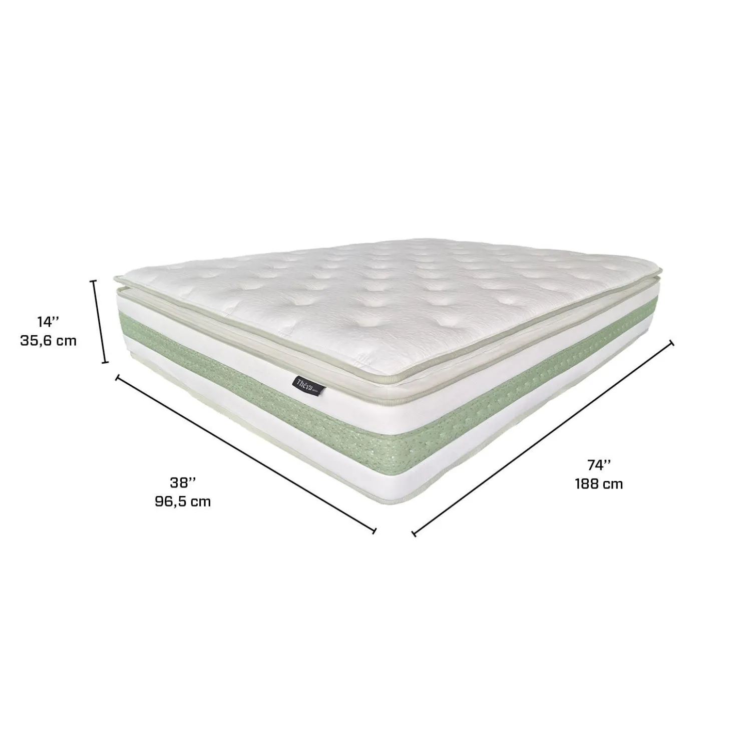 Matelas simple roulé hybride semi-ferme - 39"