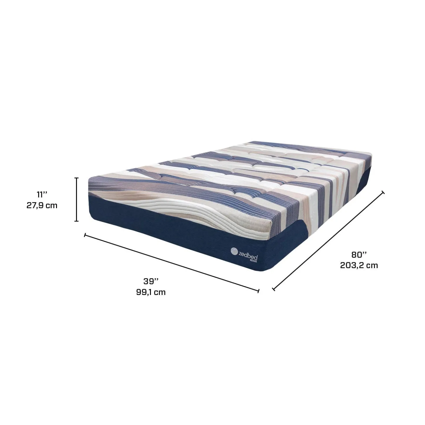 Matelas simple XLmoelleuxà ressorts ensachés - 39" x 80"