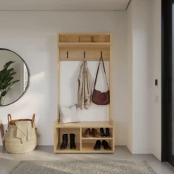 Meuble d'entrée avec rangement érable doré