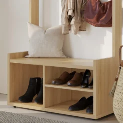 Meuble d'entrée avec rangement érable doré