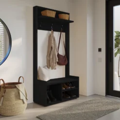 Meuble d'entrée avec rangement noir