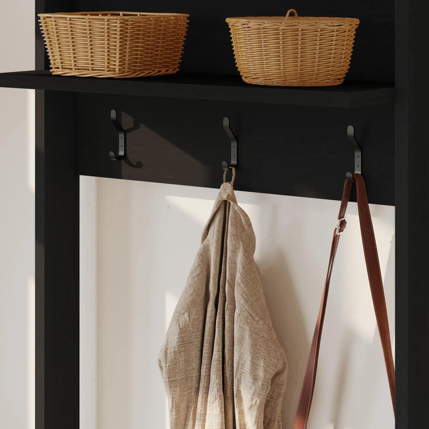 Meuble d'entrée avec rangement noir