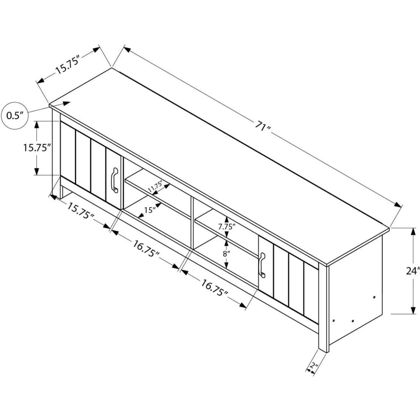 Meuble télé avec rangement 72" - Monarch