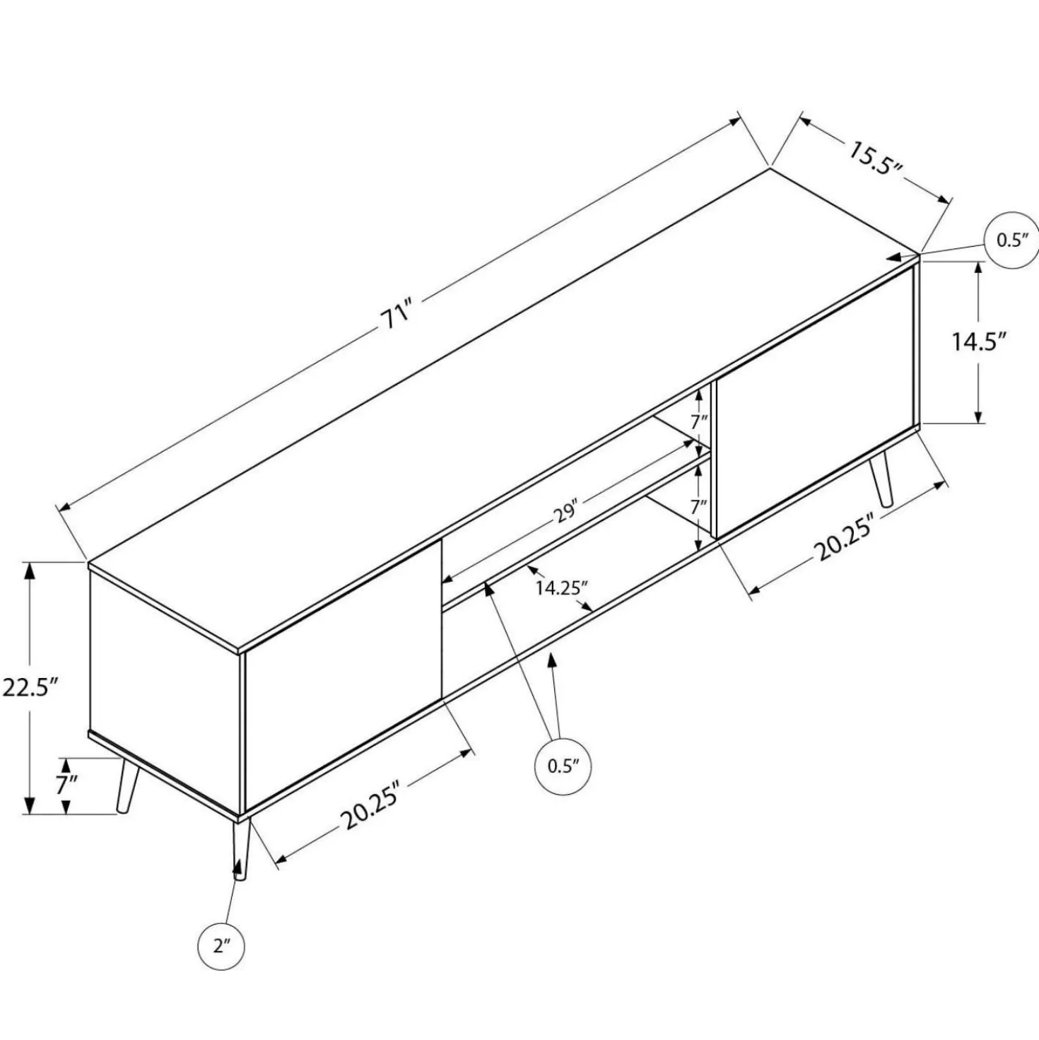 Meuble télé avec rangement 72" - Monarch
