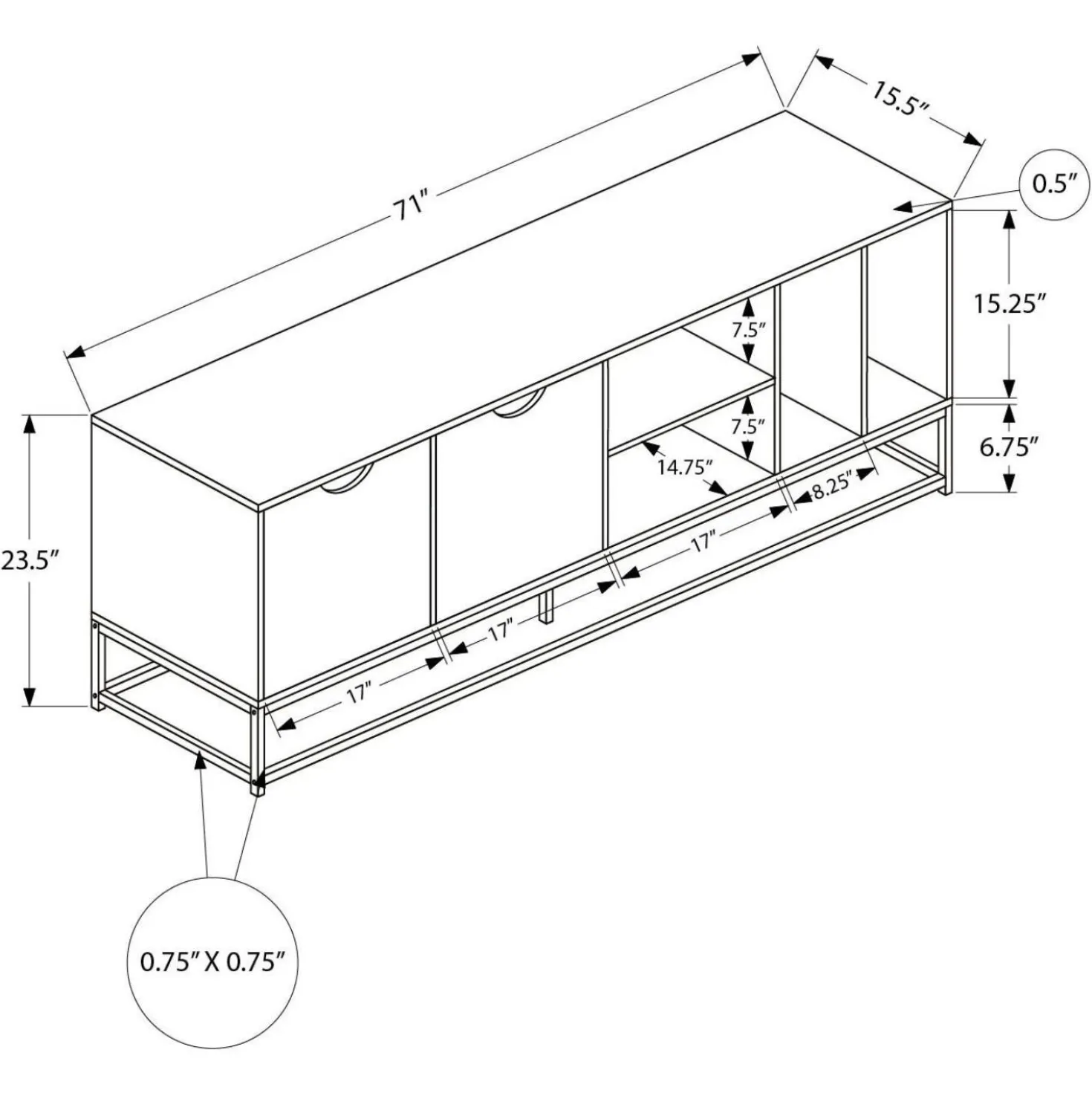 Meuble télé avec rangement 72" - Monarch