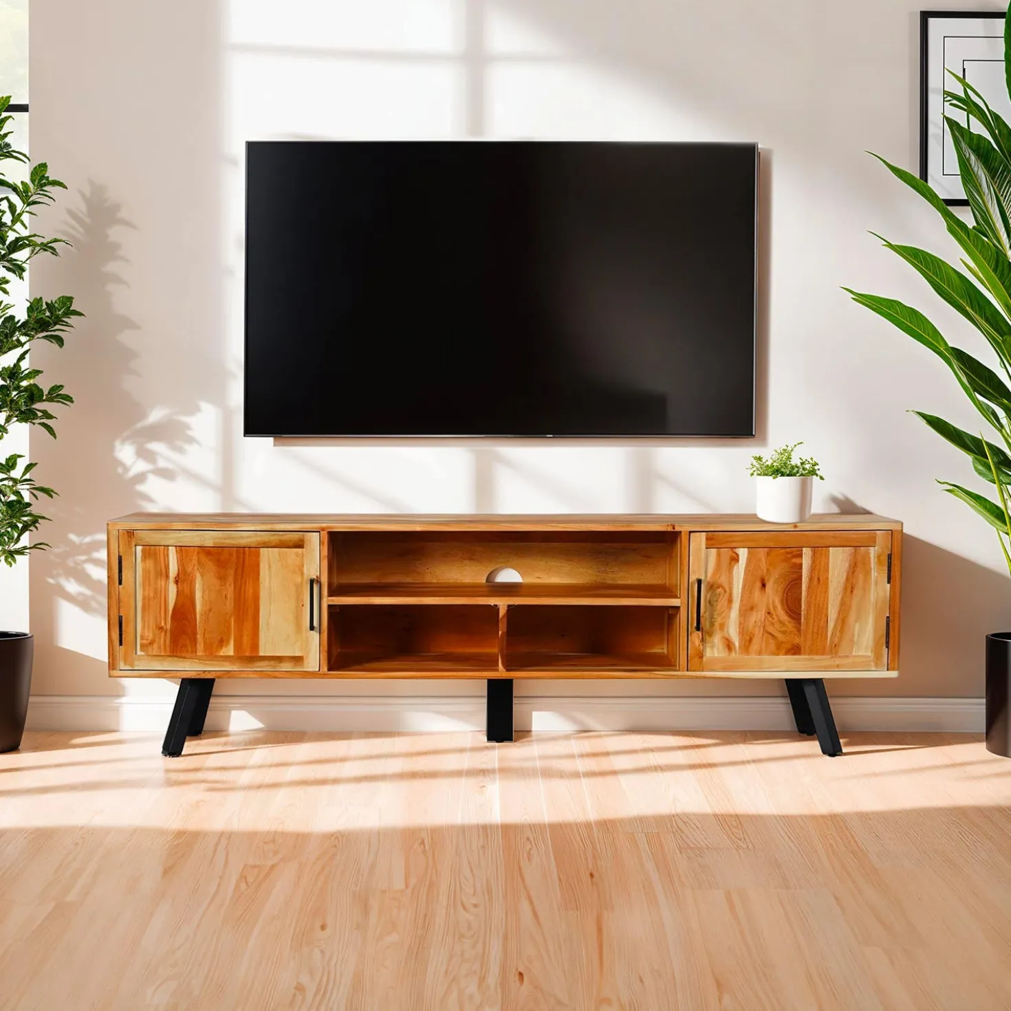 Meuble télé en bois massif - 70"