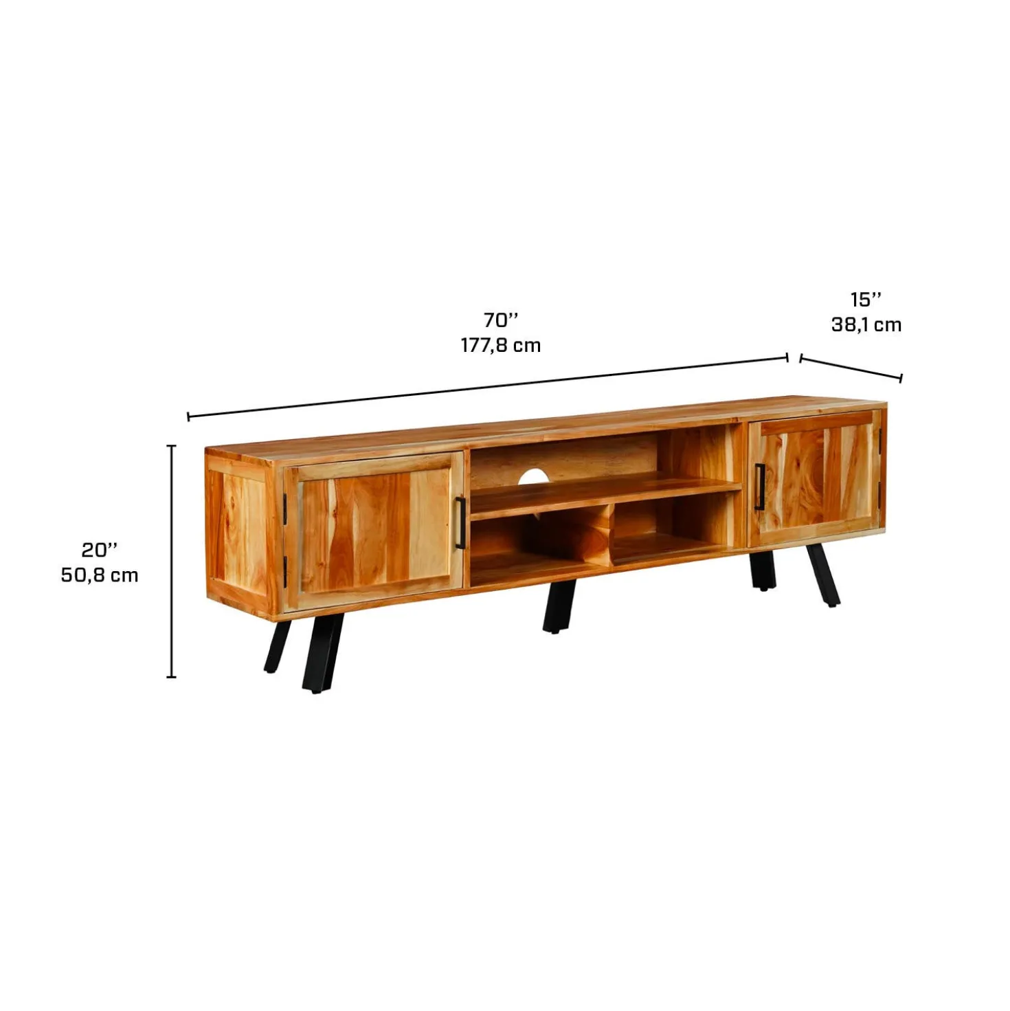 Meuble télé en bois massif - 70"