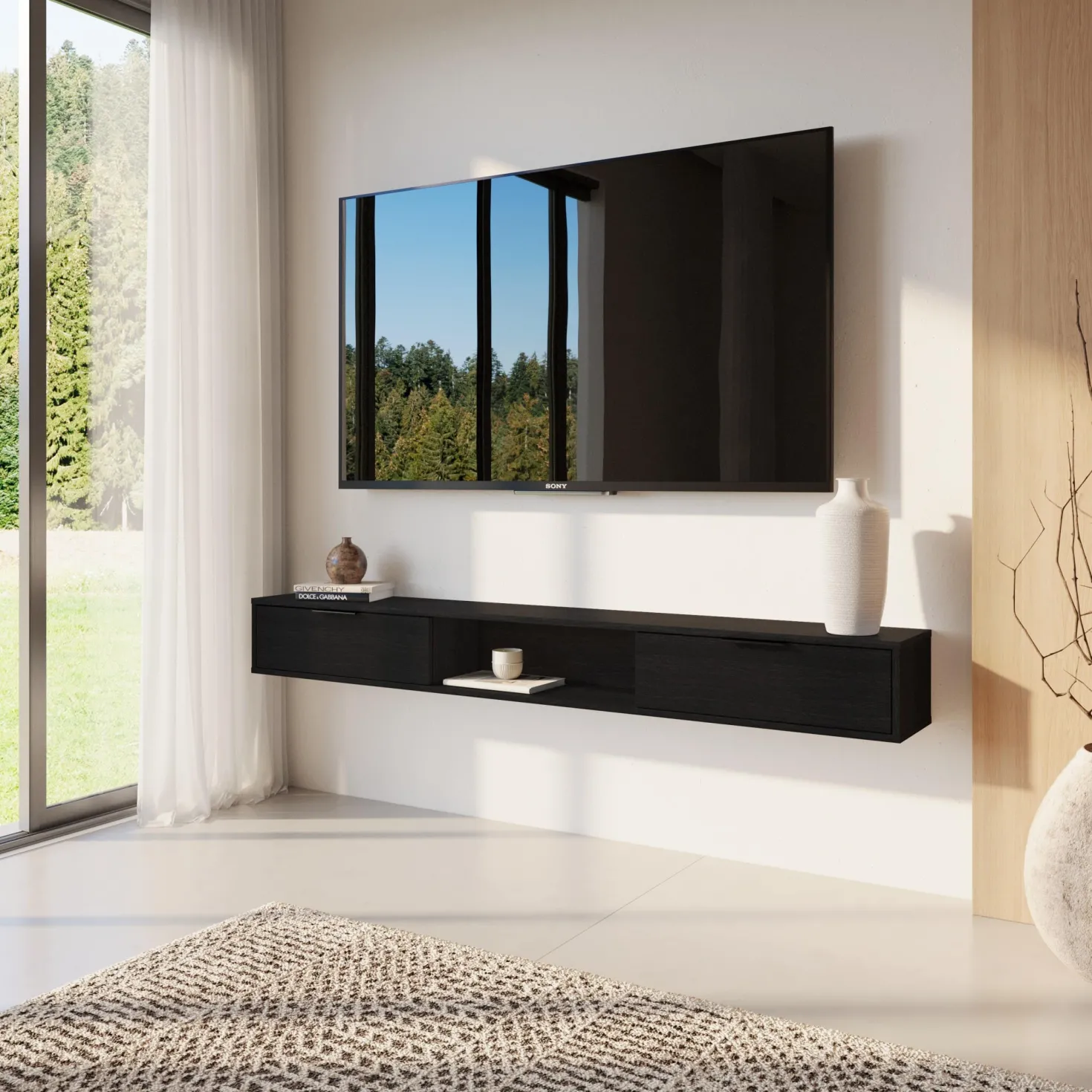 Meuble télé mural avec rangement 72" - Nexera