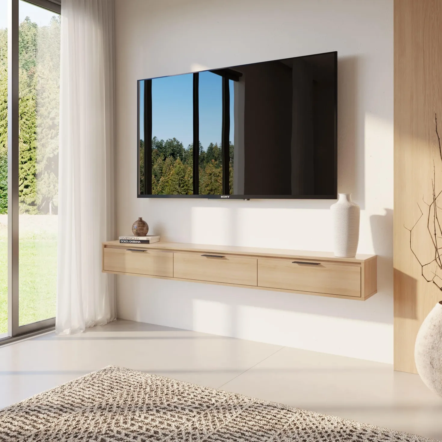 Meuble télé mural avec rangement 72" - Nexera