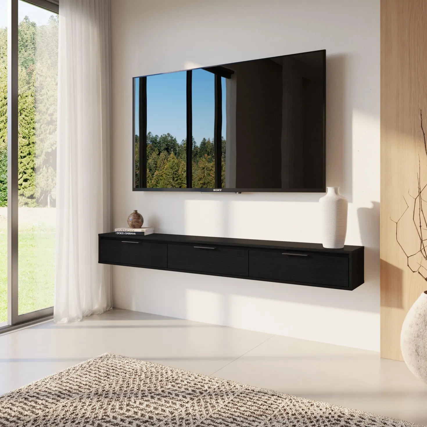 Meuble télé mural avec rangement 72" - Nexera
