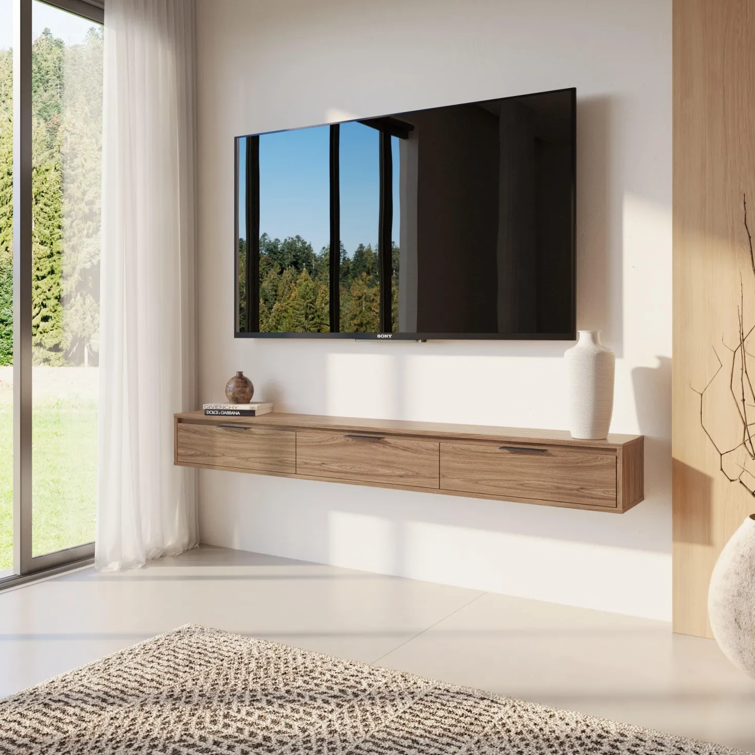 Meuble télé mural avec rangement 72" - Nexera