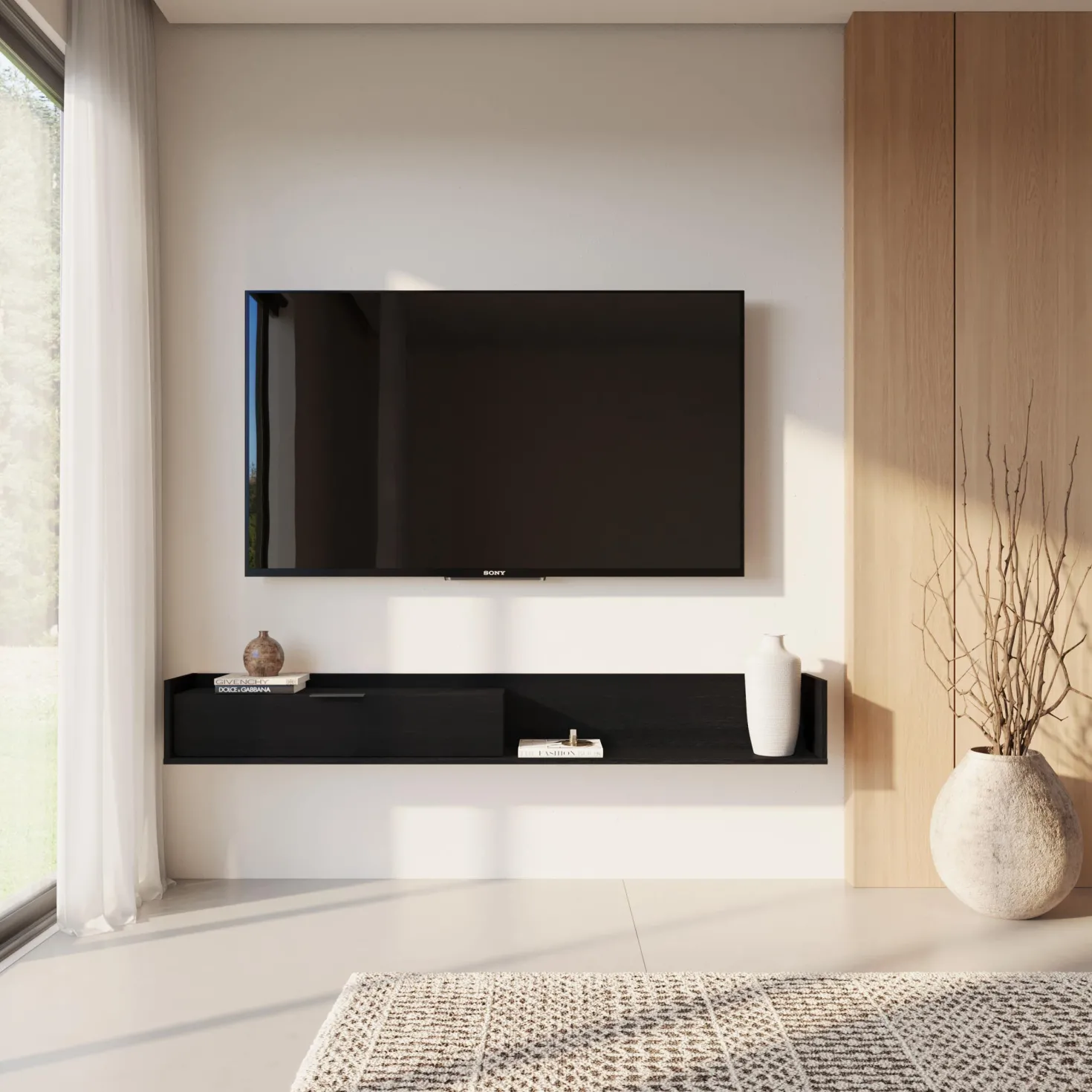 Meuble télé mural avec rangement 72" - Nexera