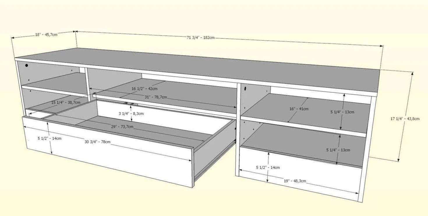 Meuble TV avec tiroir 72" - Nexera