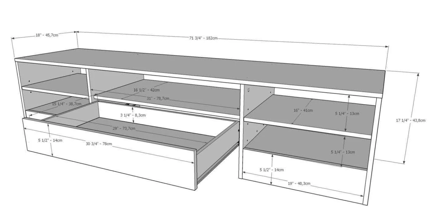 Meuble TV avec tiroir 72" - Nexera