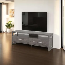 Meuble TV avec tiroirs 63" - gris