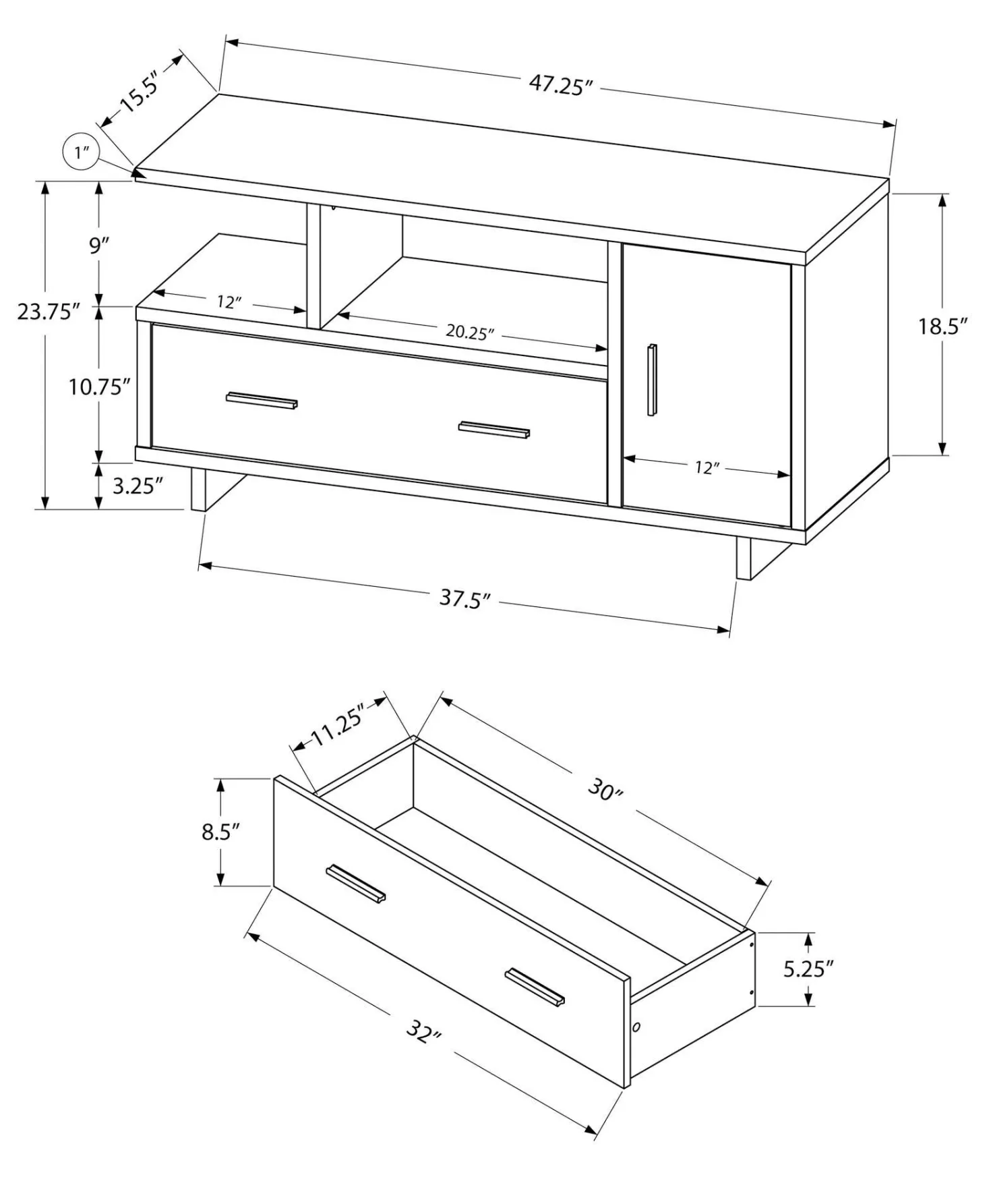 Meuble TV 48" - Monarch