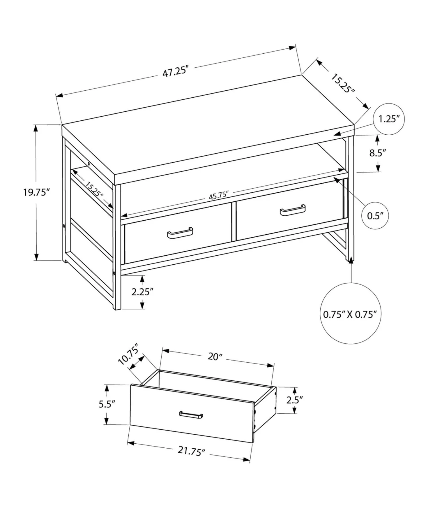 Meuble TV 48" - Monarch