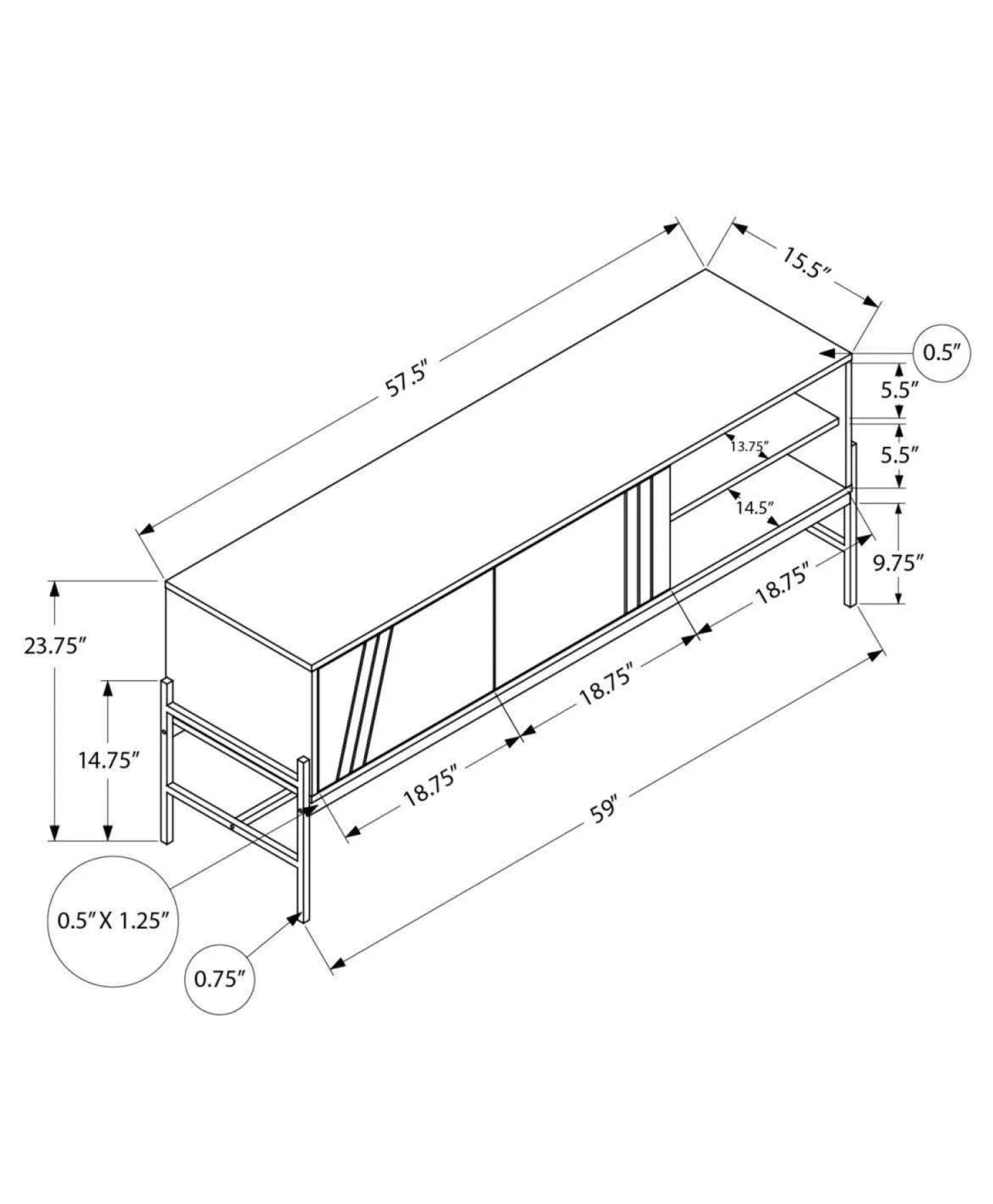 Meuble TV 60" - Monarch