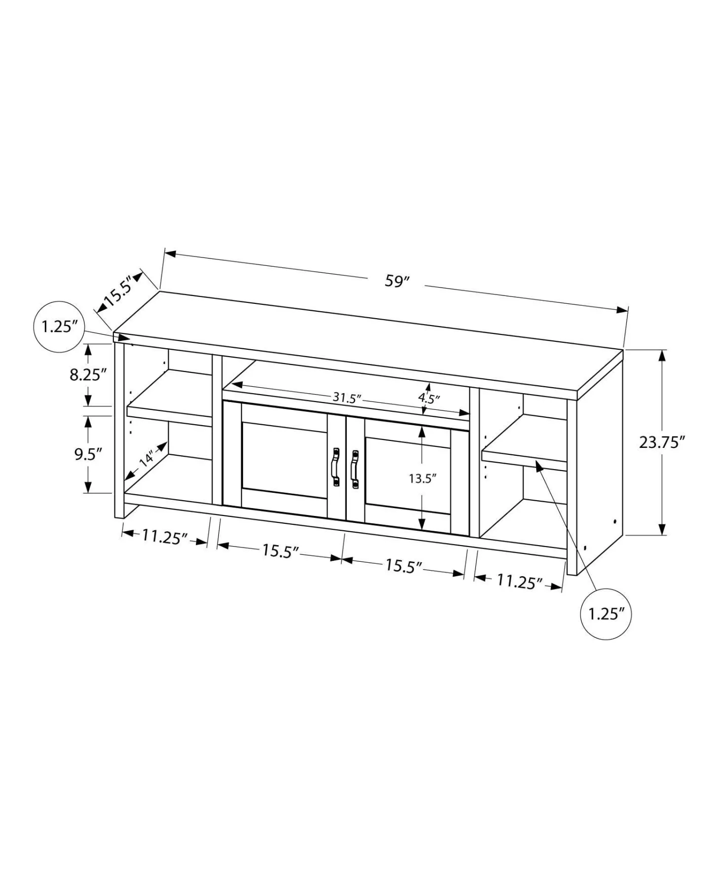 Meuble TV 60" - Monarch