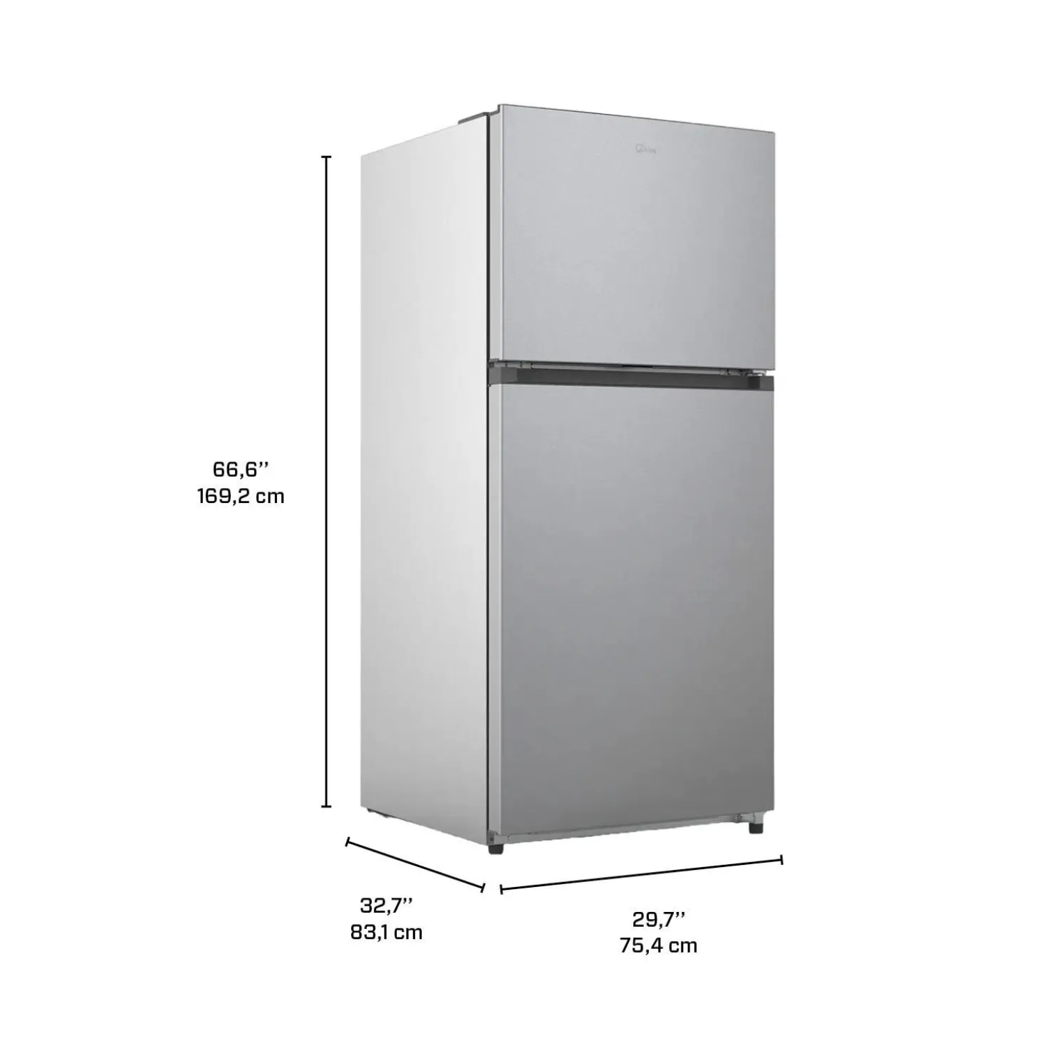 Midea Réfrigerateur 20,5 pi3 30 po Inox Congélateur en haut - MRT21D2BST