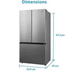 Midea Réfrigérateur 22,5 pi3 33 po Acier inoxydable Portes françaises - MRF23I7AST