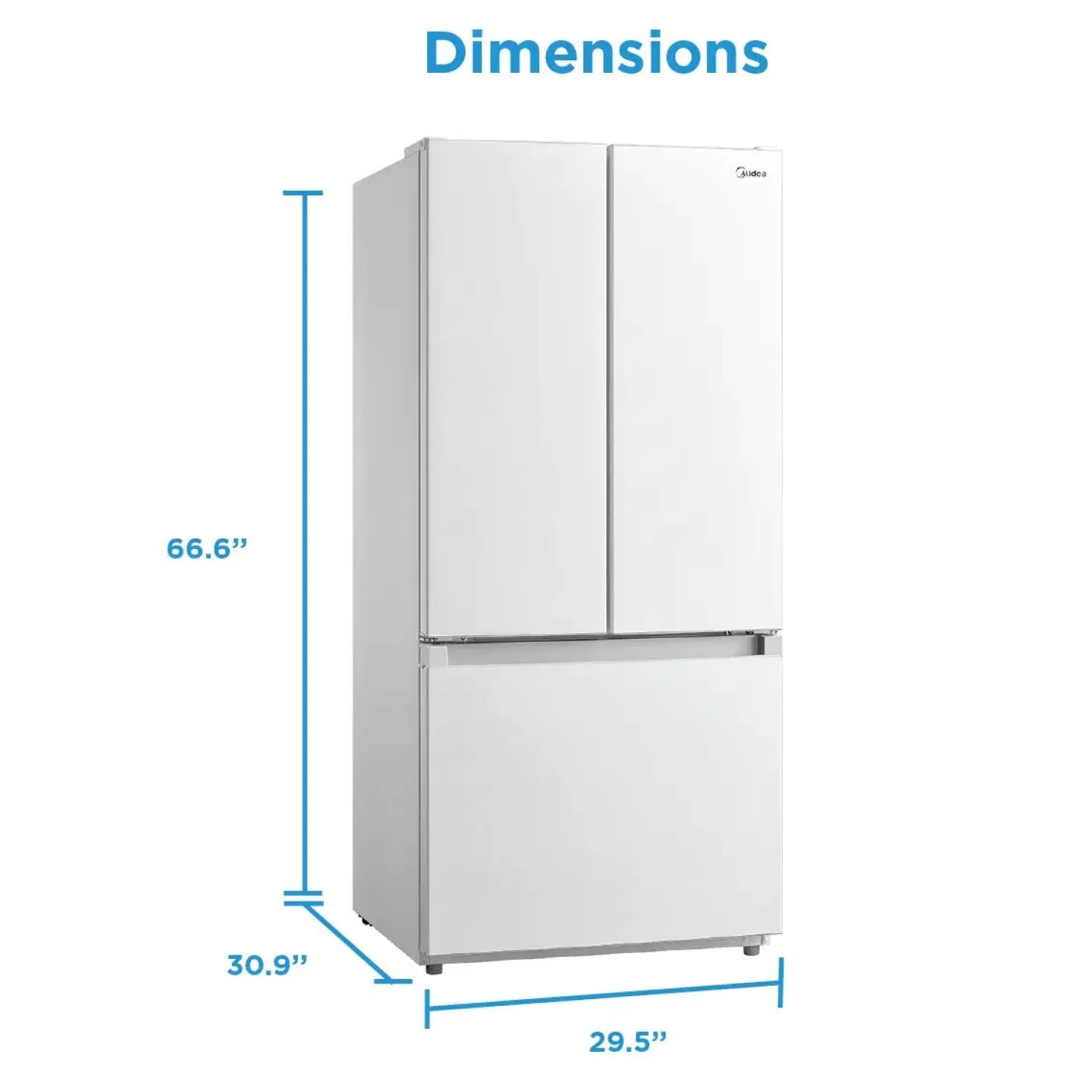 Midea Réfrigérateur 18,4 pi3 30 po Blanc Portes françaises - MRF18B4AWW