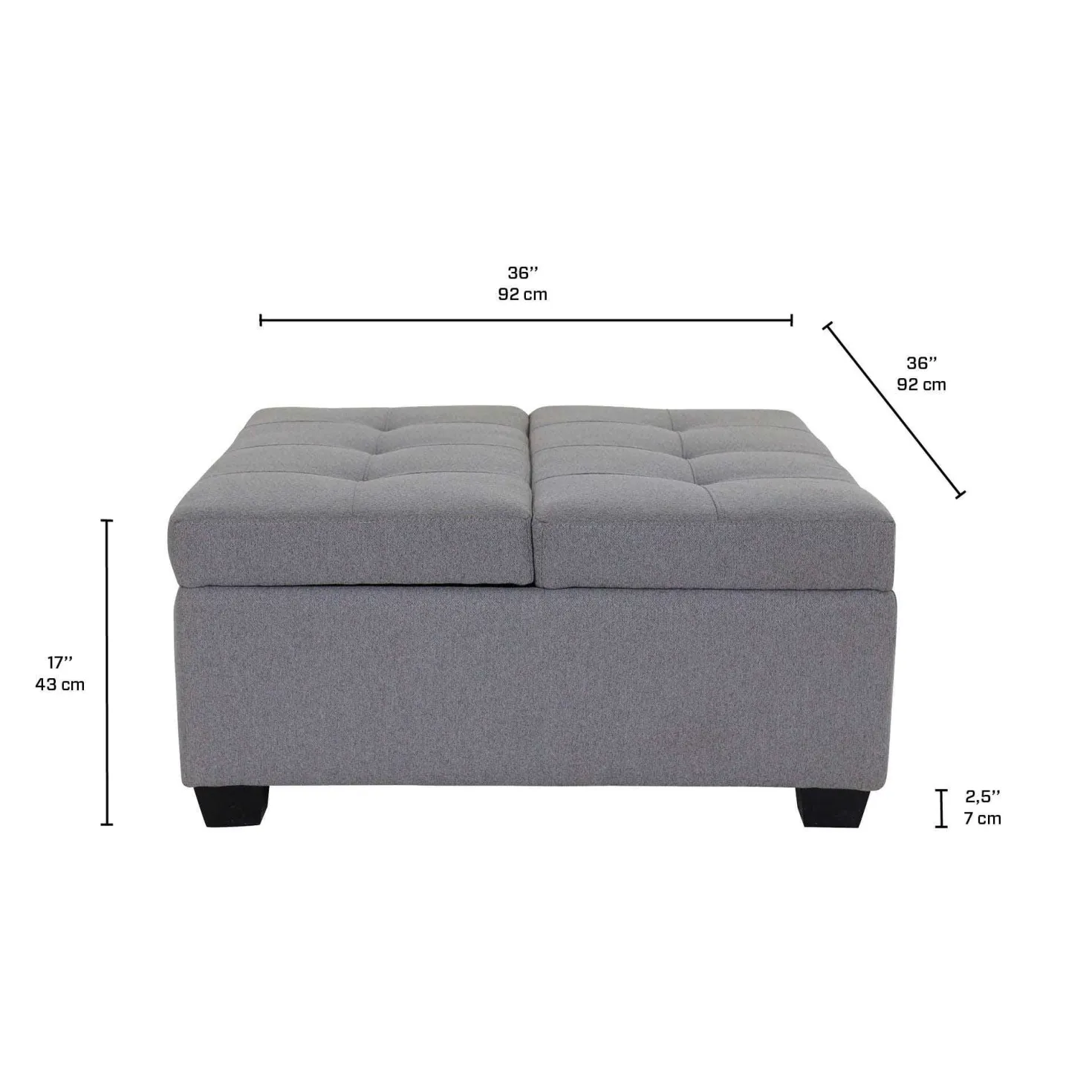 Ottoman avec rangement - gris