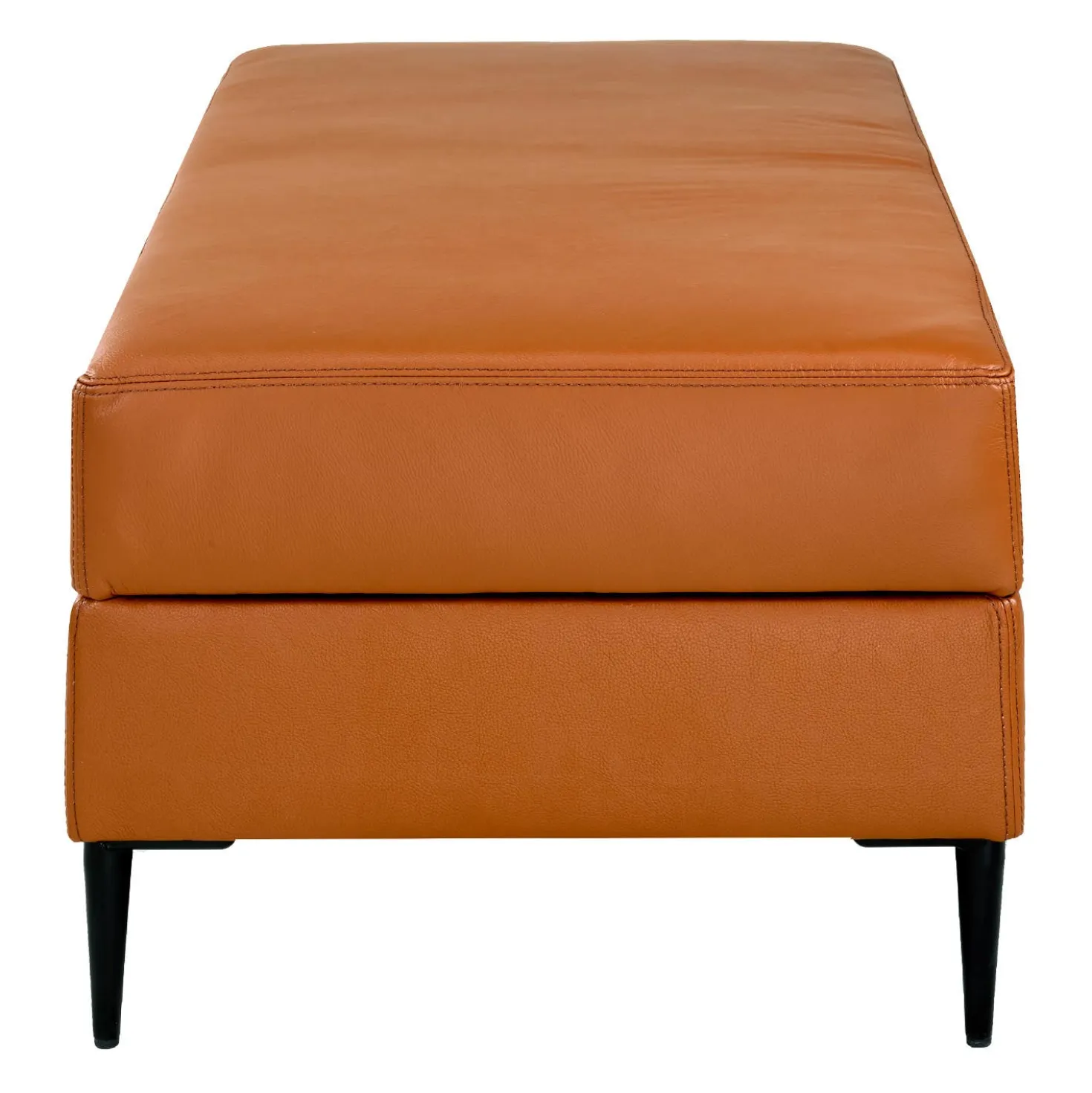 Ottoman en cuir véritable avec rangement - cognac
