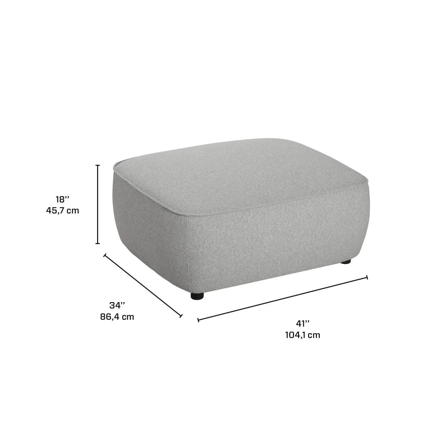 Ottoman en tissu gris