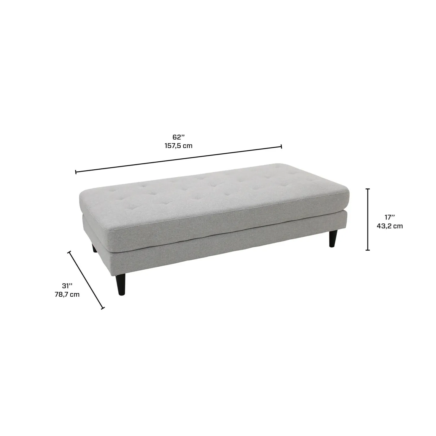 Ottoman en tissu 62 x 31 x 17 - gris