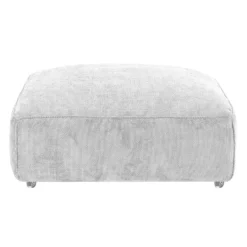 Ottoman en velours texturé sur roulettes - beige